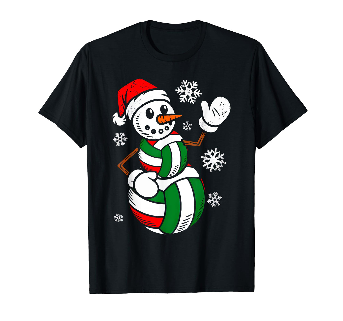 Volleyball Santa Hat Snowman Xmas Funny Volleyball Christmas T-Shirt