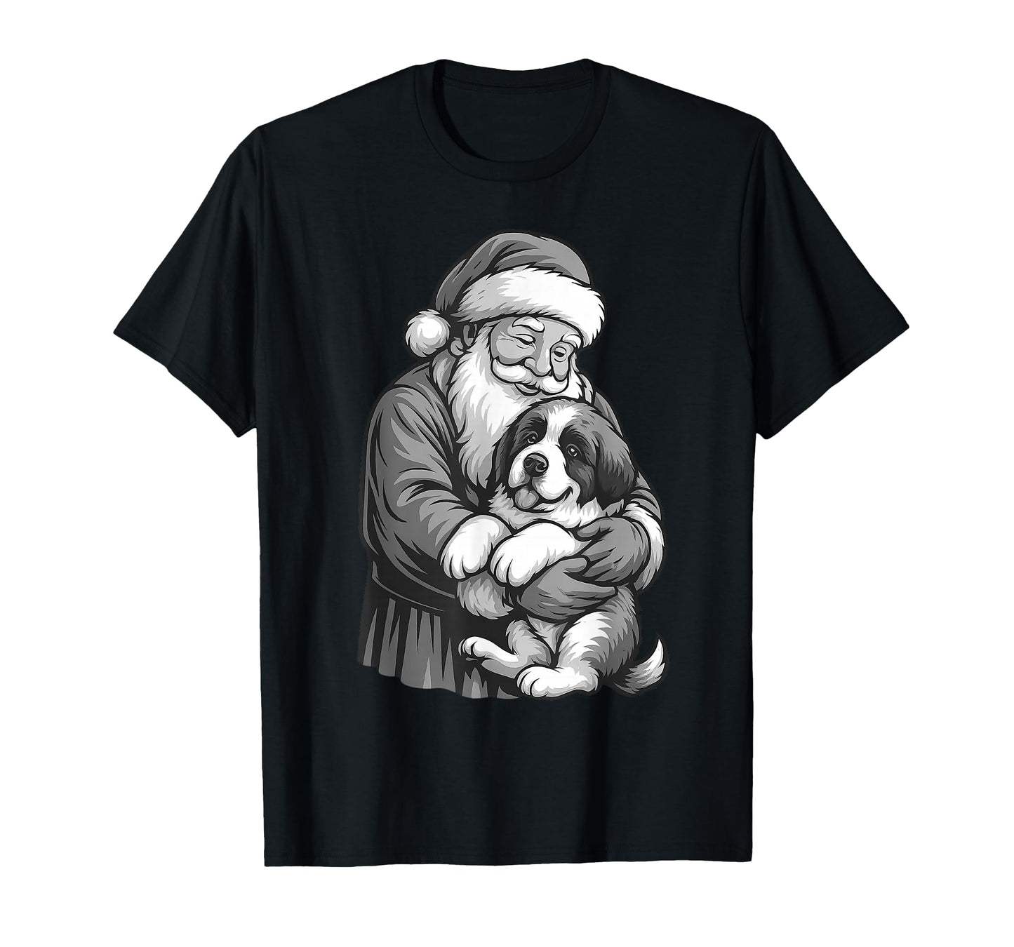 Saint Bernard Santa Claus Christmas Dog Lover T-Shirt