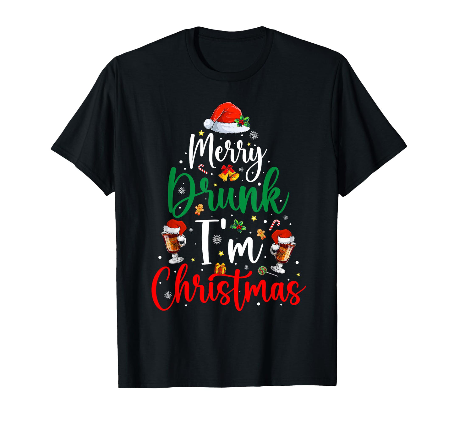 Merry Drunk I'm Christmas Funny Santa Joke Xmas Mulled Wine T-Shirt