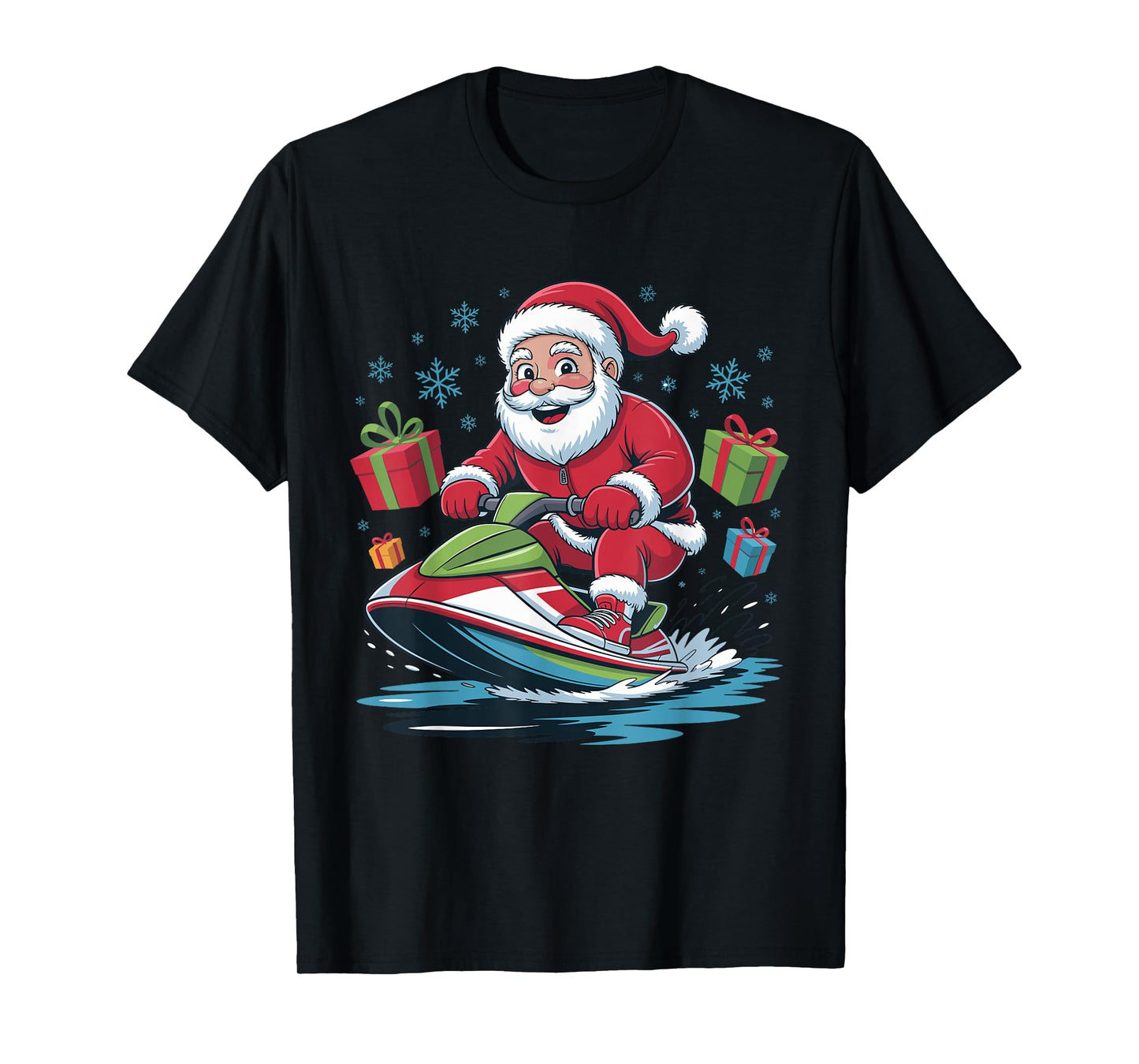 Santa Jet Skiing Funny Holiday Christmas Xmas Pajama T-Shirt