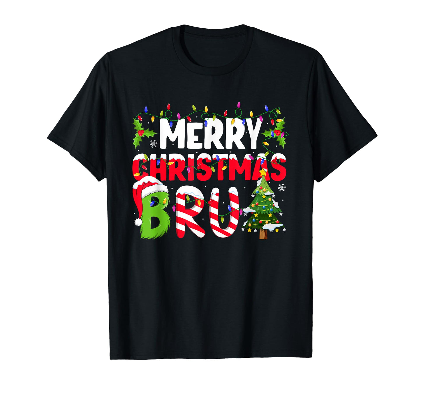 Merry Christmas Bruh Funny Christmas Men Boys Brother Xmas T-Shirt