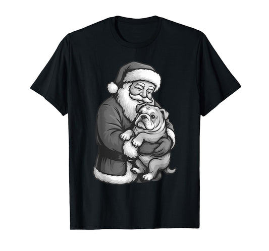 English Bulldog Santa Claus Christmas Dog Lover T-Shirt