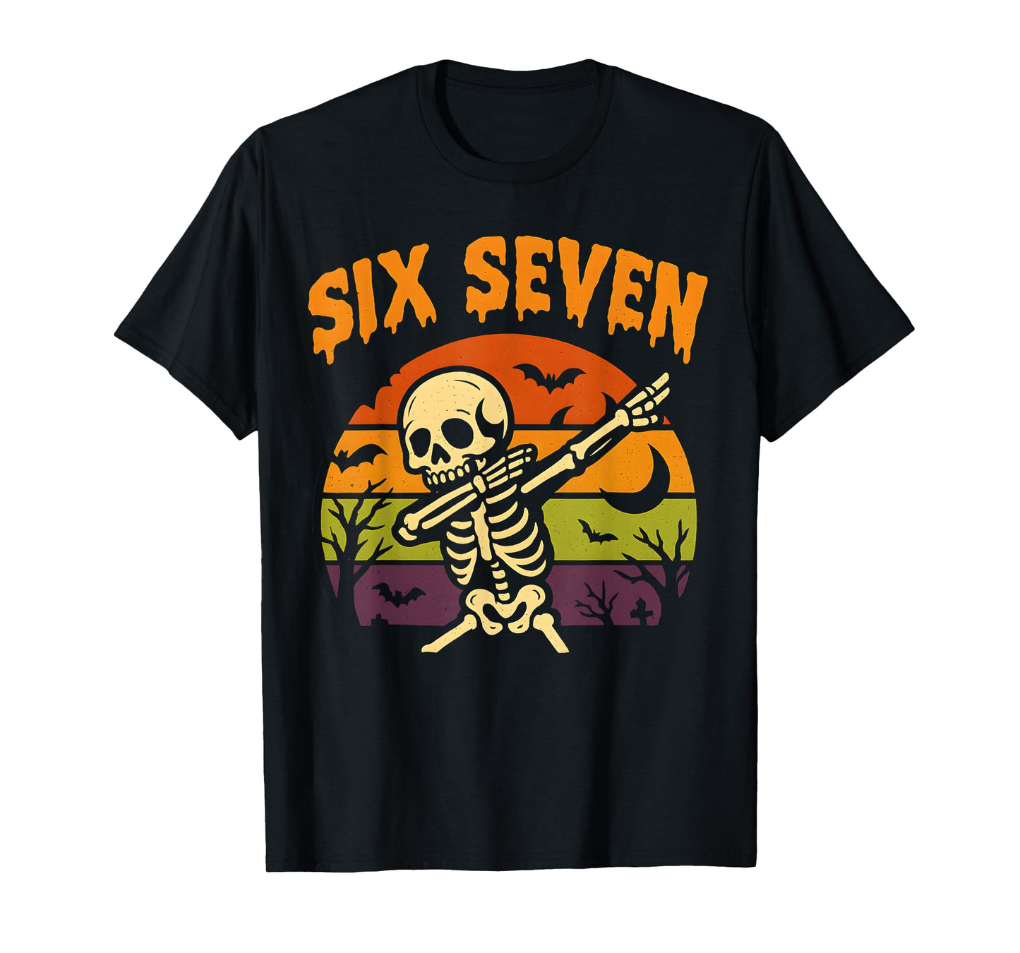 67 Halloween Meme 6 7 Skeleton Six Seven Numbers Funny Kids T-Shirt