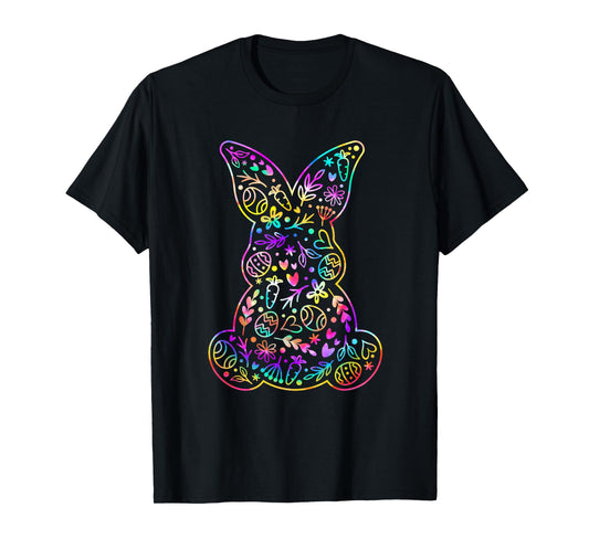 Easter Day Cute Floral Easter Bunny Tie Dye Women Kids Girl T-Shirt