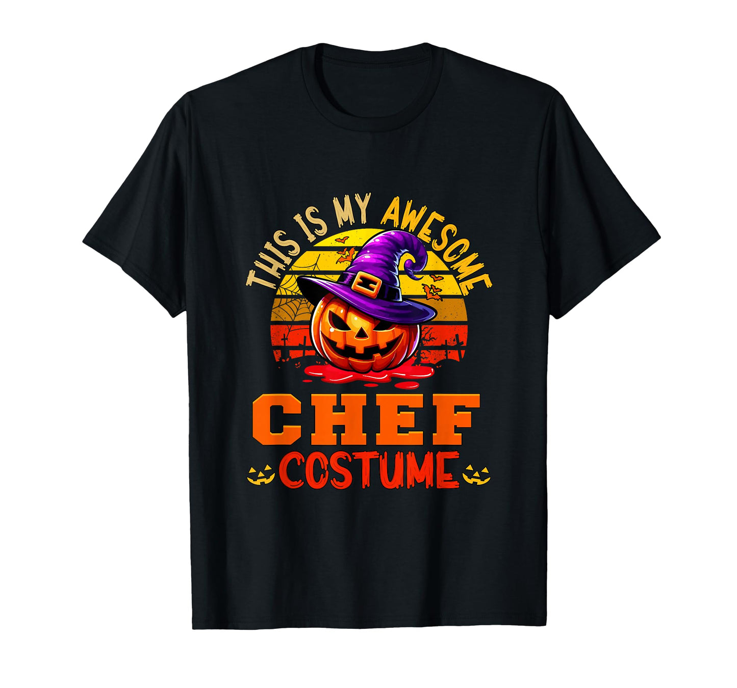 Vintage My Awesome Chef Costume Witch Carved Pumpkin T-Shirt