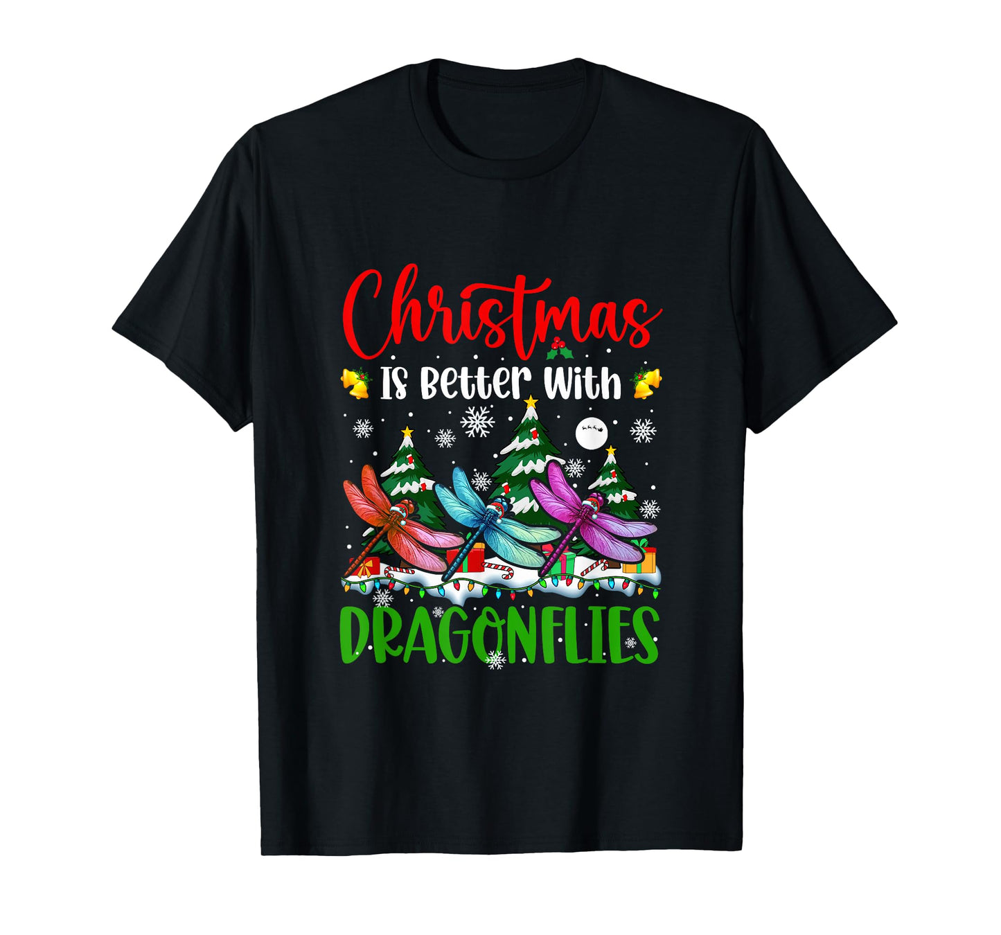 Xmas is Better Funny Joke Dragonflies Lover Christmas Tree T-Shirt