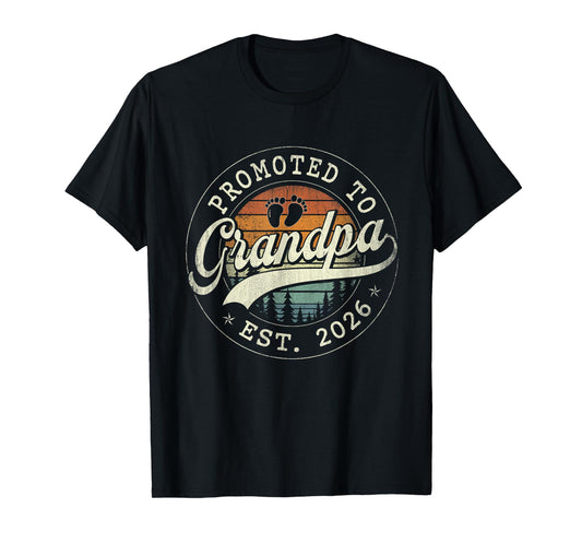Promoted to Grandpa Est 2026 Grandparents Baby Announcement T-Shirt