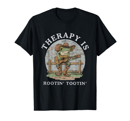 Therapy Is Rooting Tooting Vintage Western Behavior Therapy T-Shirt