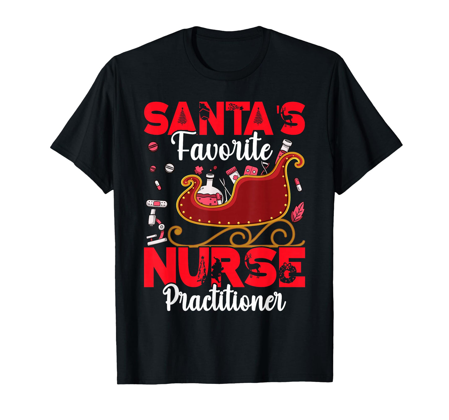 Santa's Favorite Nurse Practitioner Christmas Nursing T-Shirt