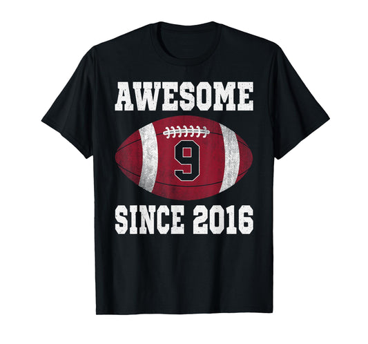 9th Birthday Football Player 9 Years Old Vintage Sports T-Shirt