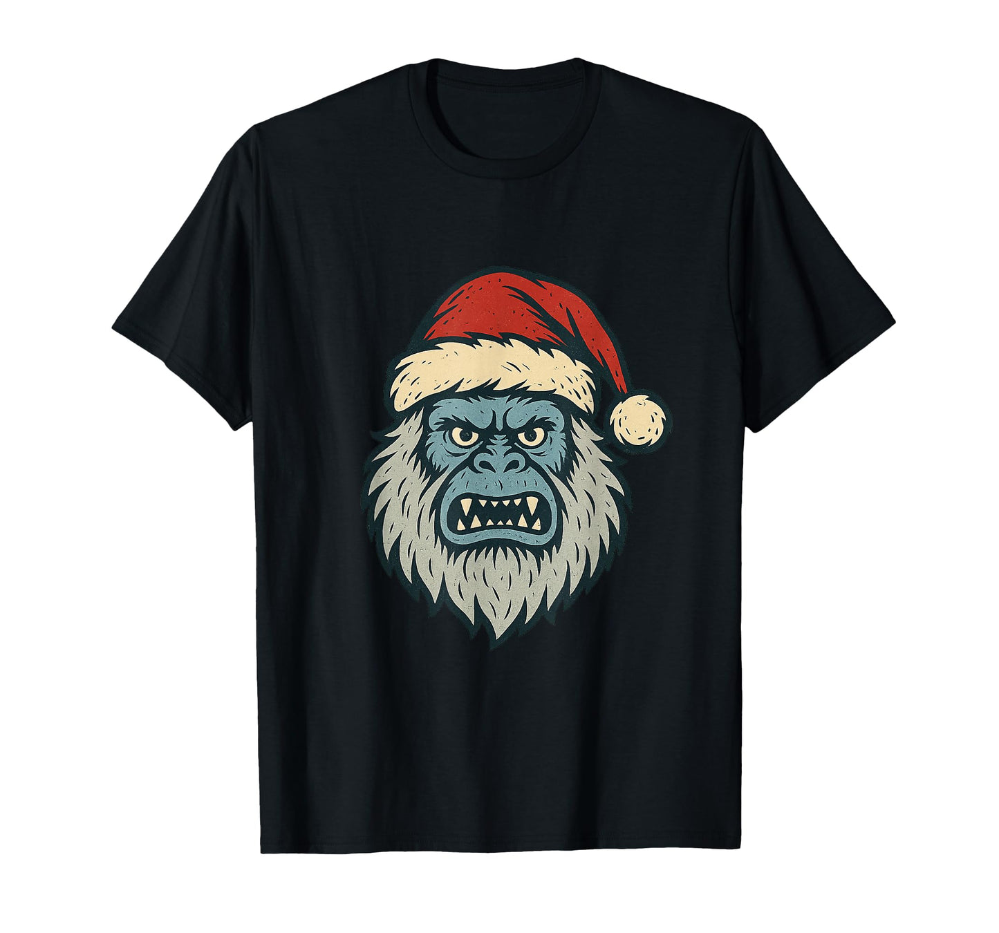 Yeti Abominable Snowman Santa Hat Christmas Design T-Shirt