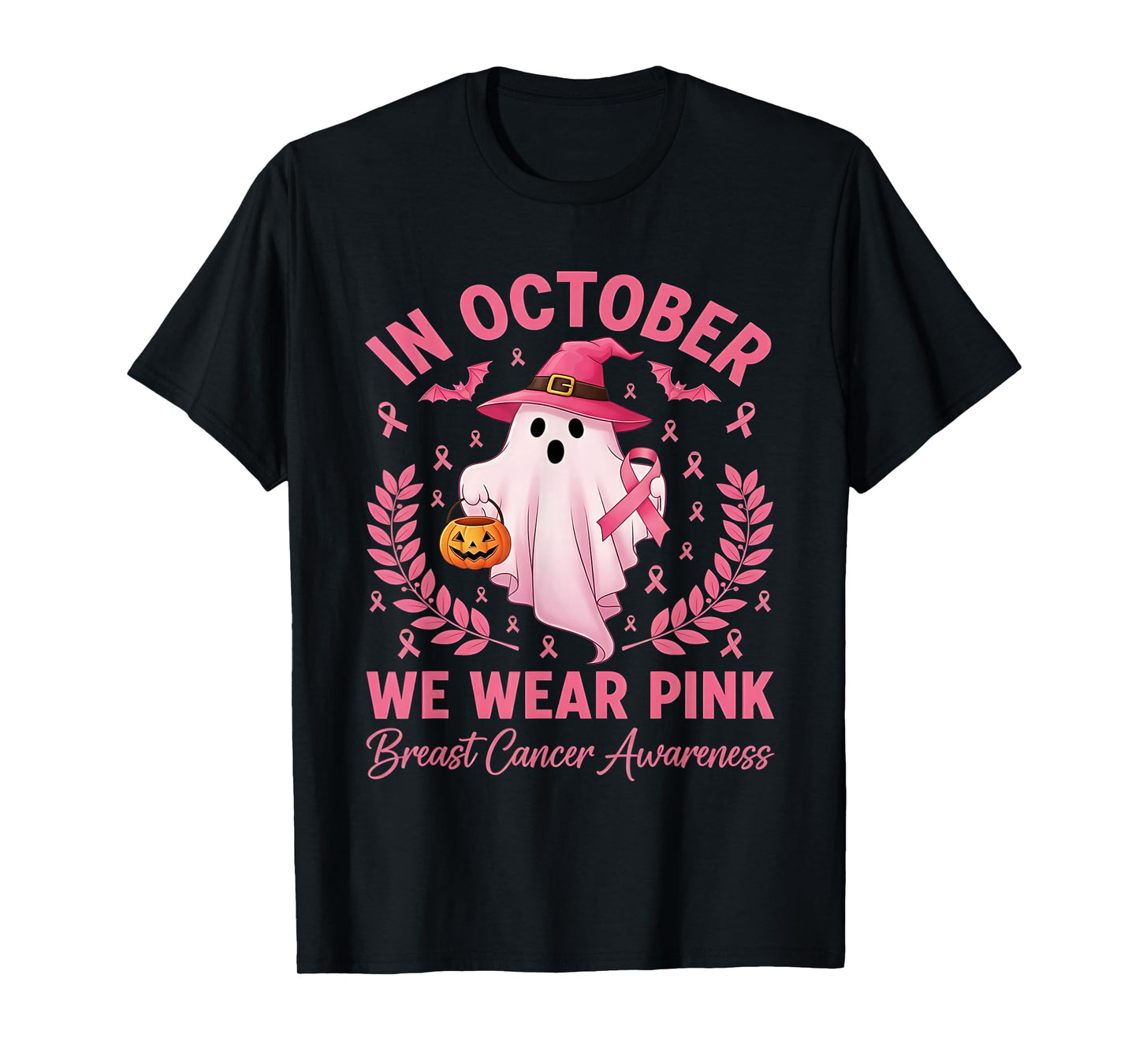 Breast Cancer Women Halloween in October We Wear T-Shirt