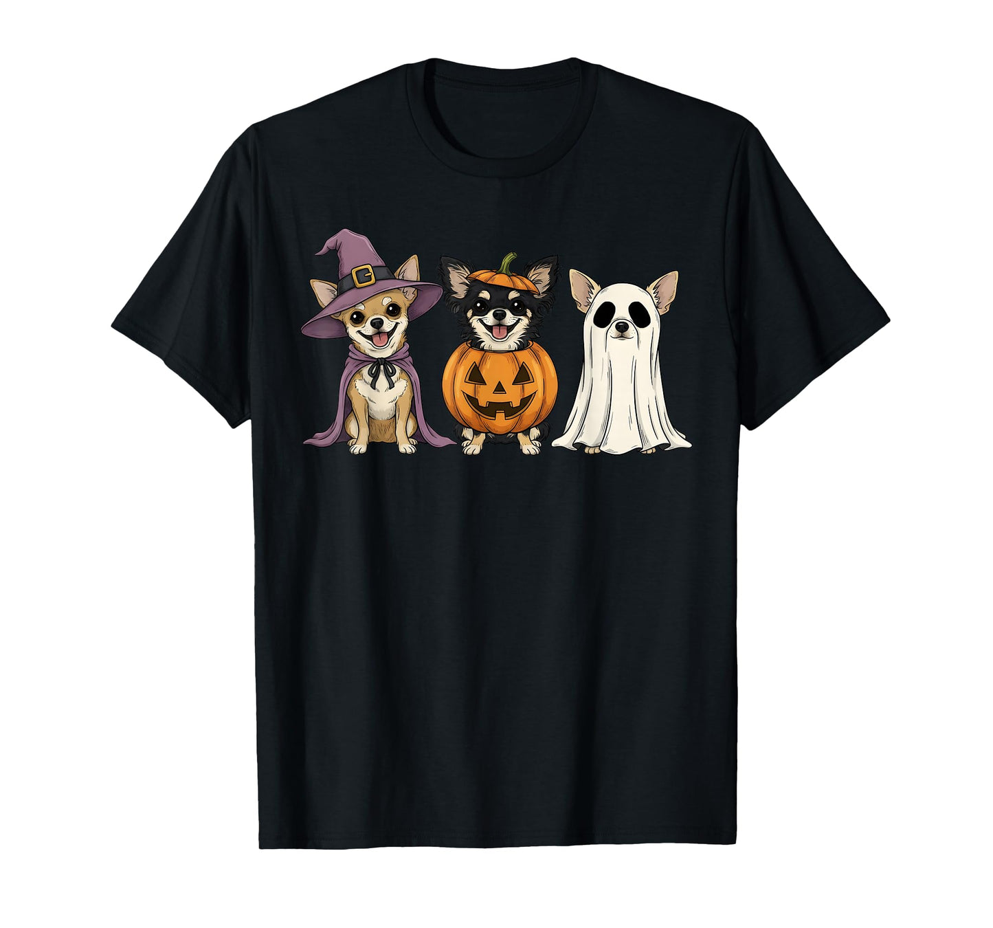 Spooky Ghost Chihuahua Pumpkin Halloween Dog Lover T-Shirt