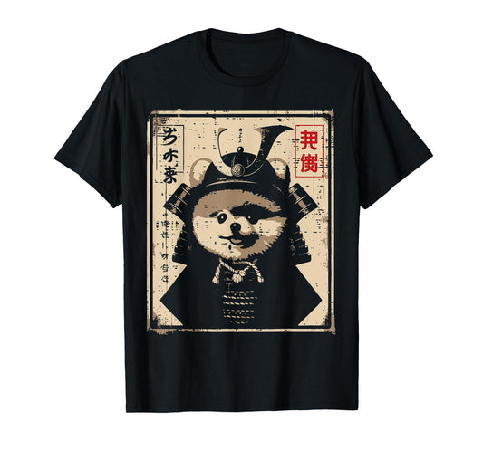 Japanese Dog Pomeranian Samurai Cute Ukiyoe Women Men Kids T-Shirt