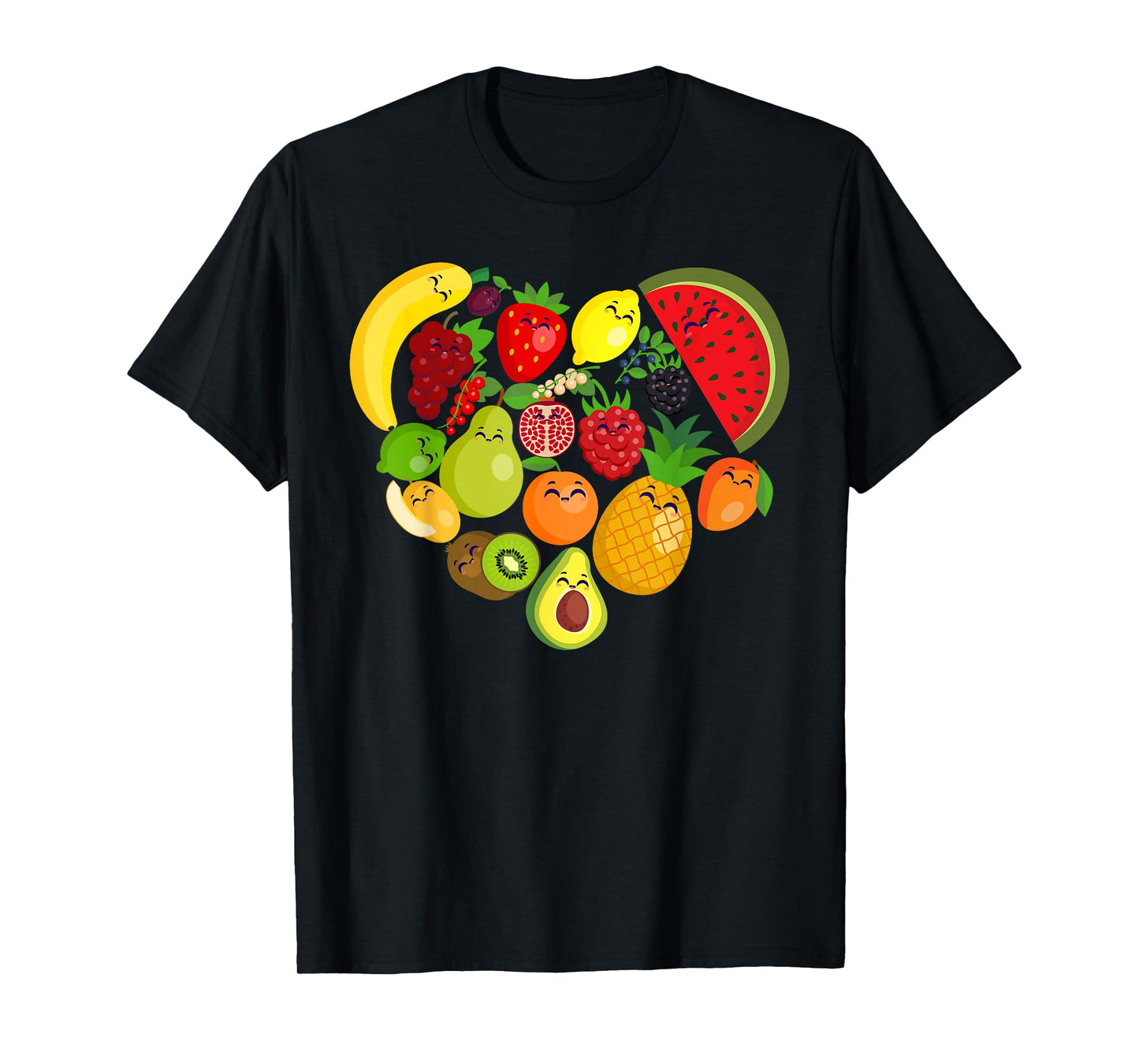 Funny Fruits Collage Cute heart Fruit and Vegetables T-Shirt