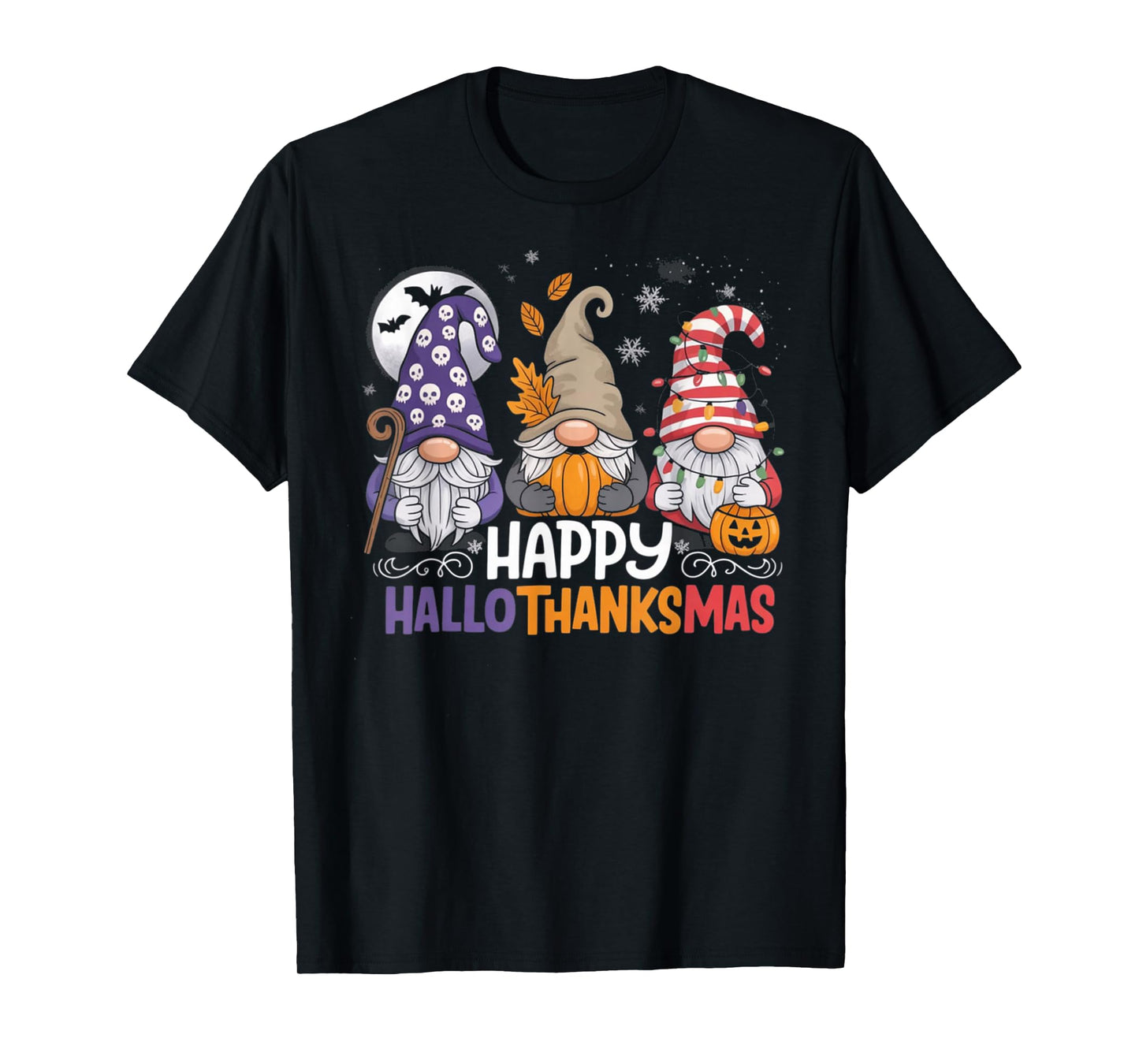 HalloThanksMas Gnomes Halloween Thanksgiving T-Shirt
