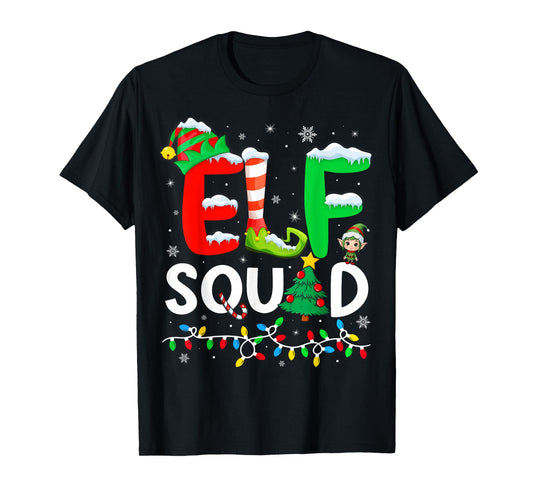 Elf Family Christmas Matching Pajamas Xmas Elf Squad T-Shirt