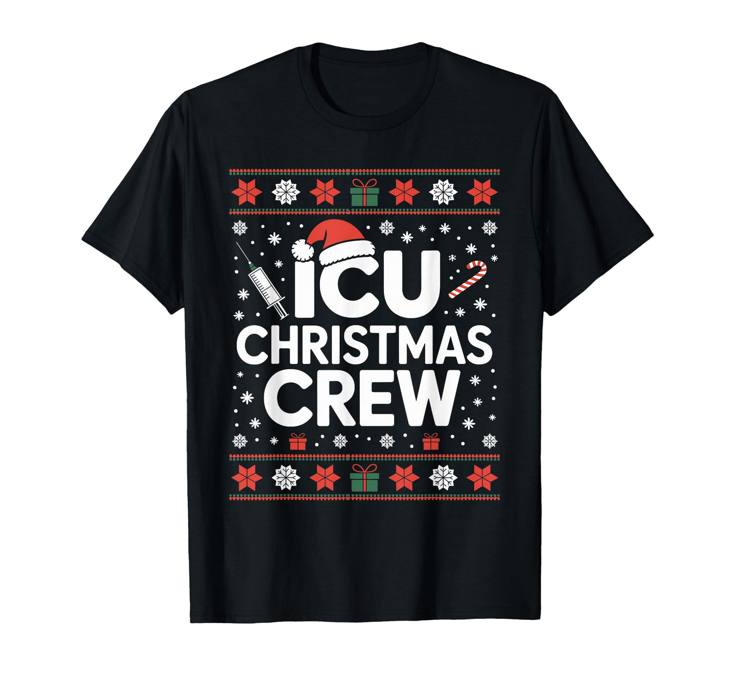 ICU Nurse Ugly Christmas Sweater Critical Care Xmas Nursing T-Shirt
