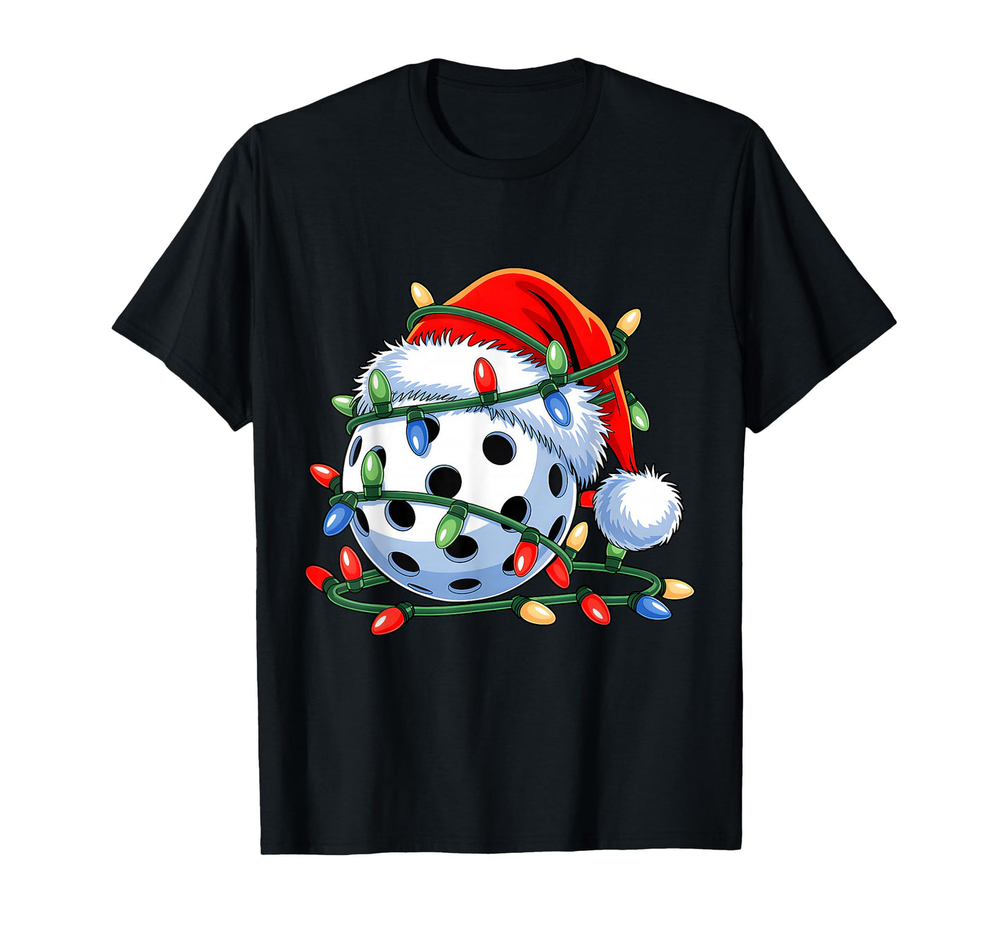 Pickle Ball Ball Santa Hat Xmas Funny Christmas Men Women T-Shirt