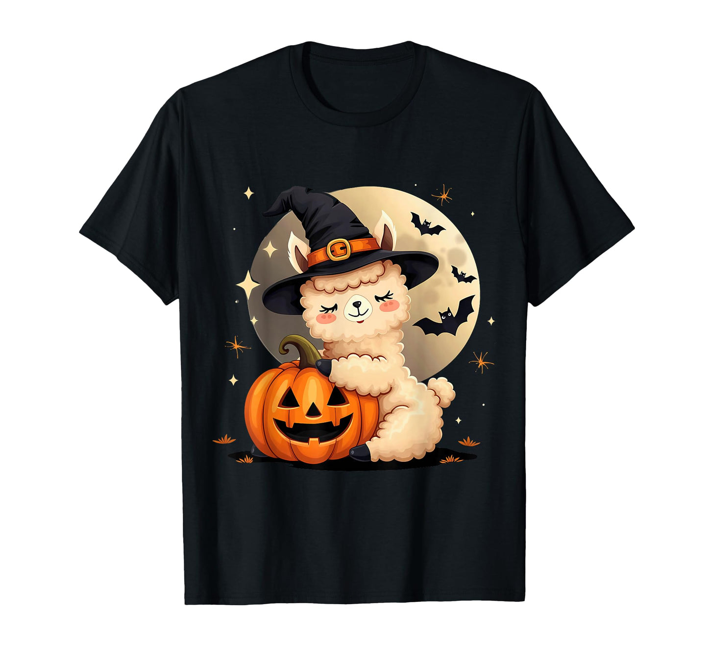 Halloween Alpaca Witch Hat Pumpkin Spooky T-Shirt