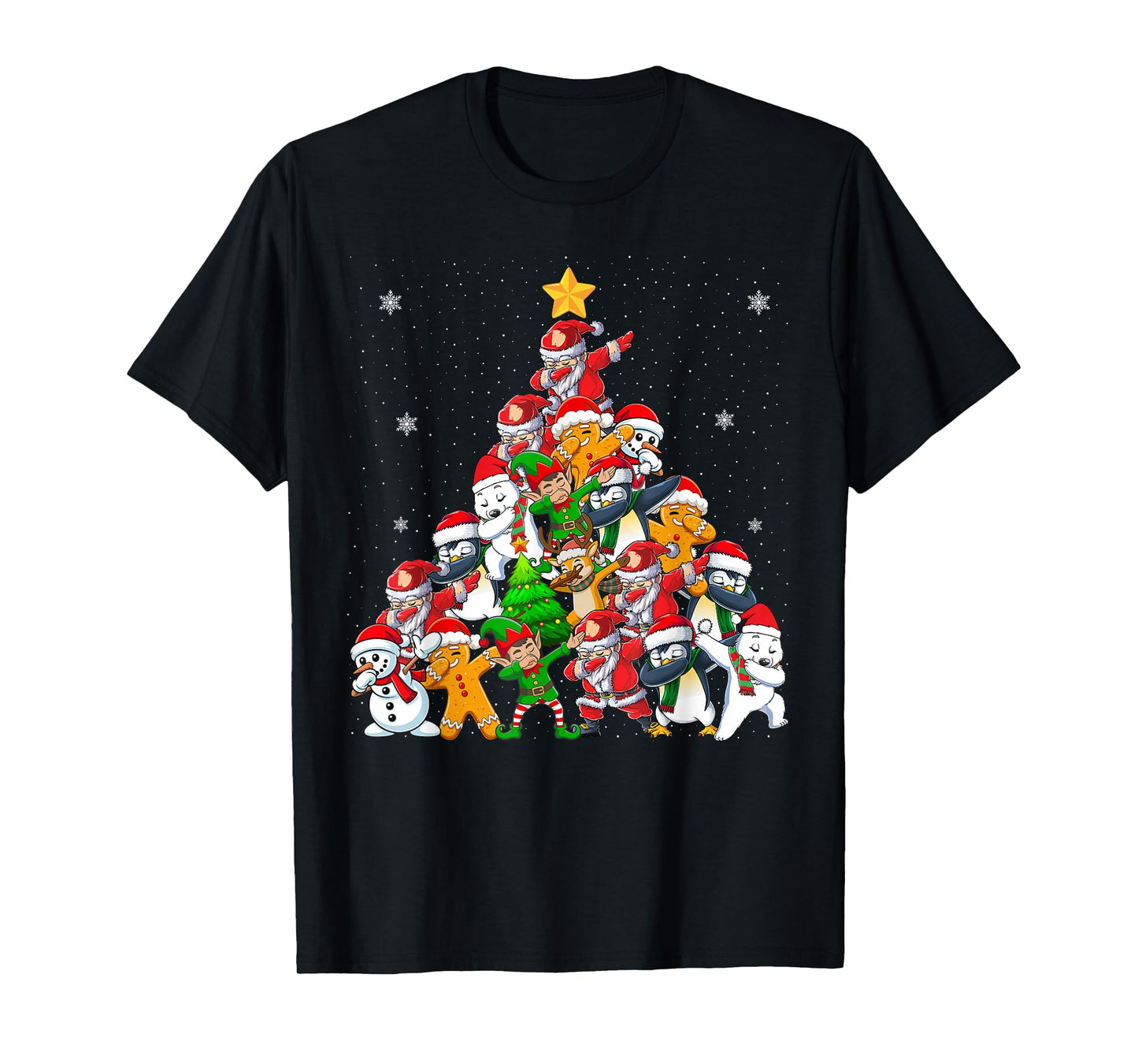 Dabbing Santa Elf Christmas Tree Lights Boy Kids Xmas Dab T-Shirt