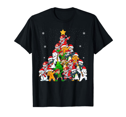 Dabbing Santa Elf Christmas Tree Lights Boy Kids Xmas Dab T-Shirt