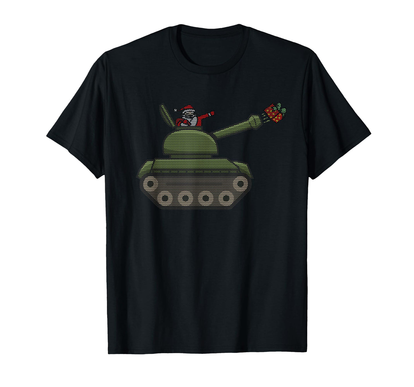 Santa Clause Giving Gift Using Tank Funny Ugly Design T-Shirt