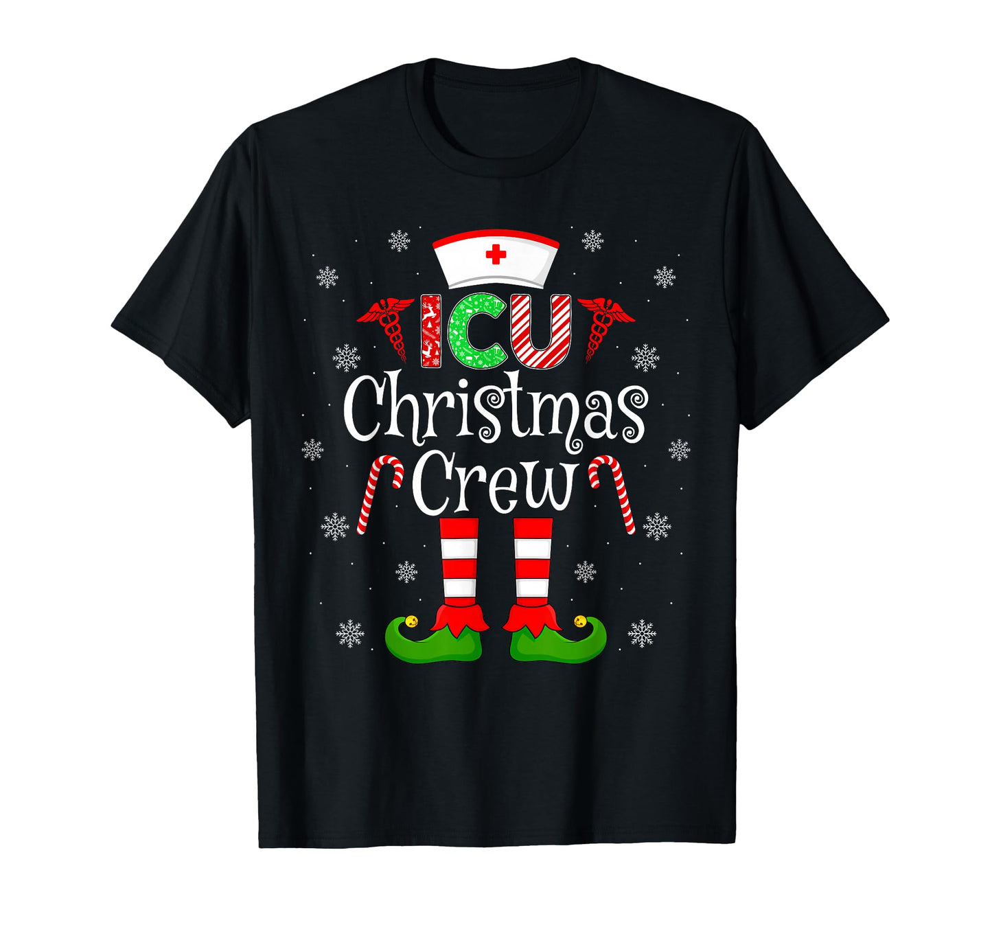 ICU Christmas Crew Matching Family Nurse Elf Christmas T-Shirt