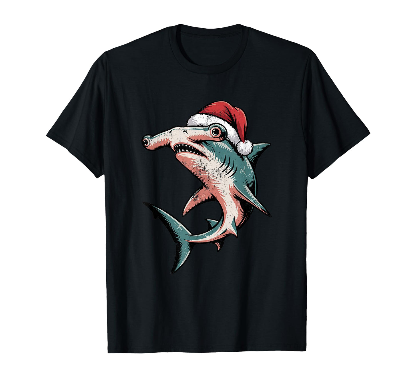 Hammerhead Shark Santa Hat Christmas Vintage Holiday T-Shirt