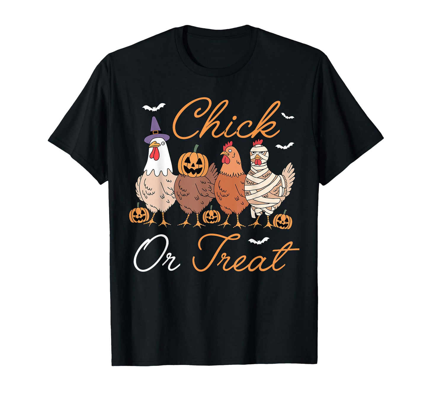 Funny Chick Or Treat Halloween Pumpkin Ghost Spooky Chicken T-Shirt