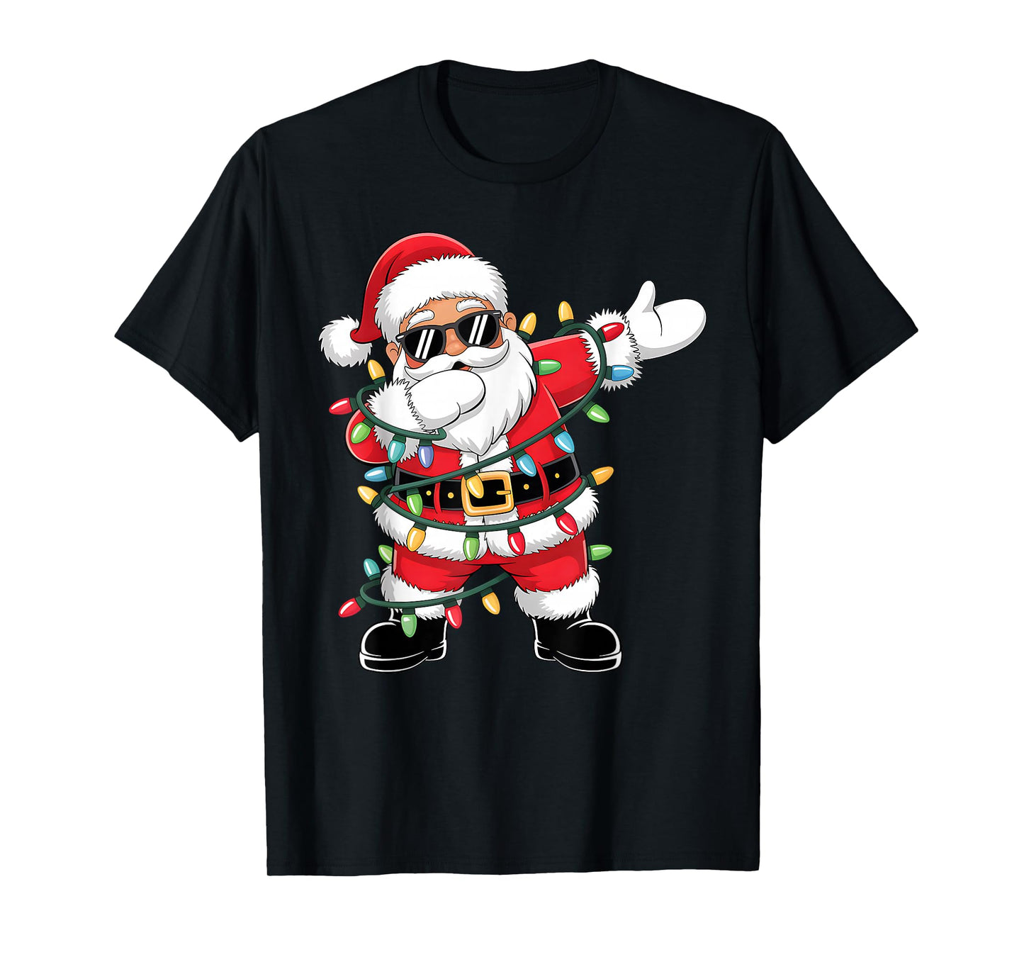 Christmas Tree Lights Funny Xmas Squad Dabbing Santa Claus T-Shirt
