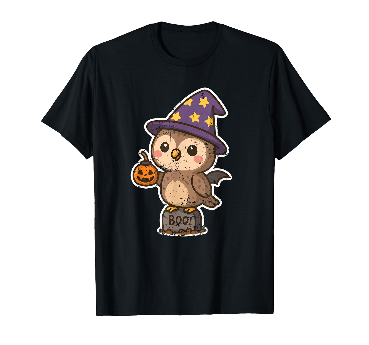 Boo Owl Witch on Gravestone T-Shirt