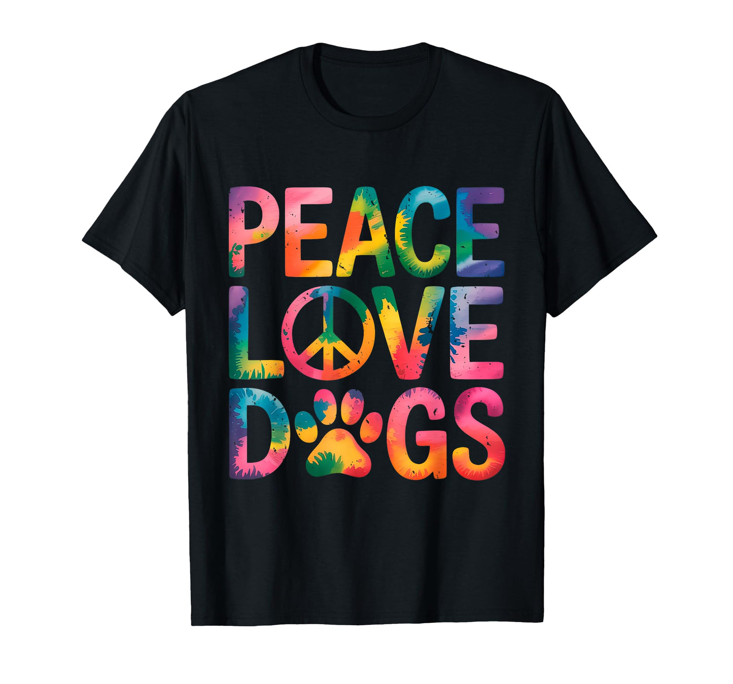 Peace Love Dogs Retro Hippie Dog Lover T-Shirt for Men Women Kids