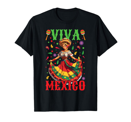 Viva Mexico Independence Mexican Lady Mexican Day T-Shirt