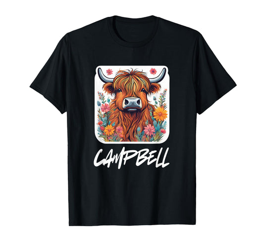 Campbell Clan Highland Cow Scottish Family Name Party T-Shirt