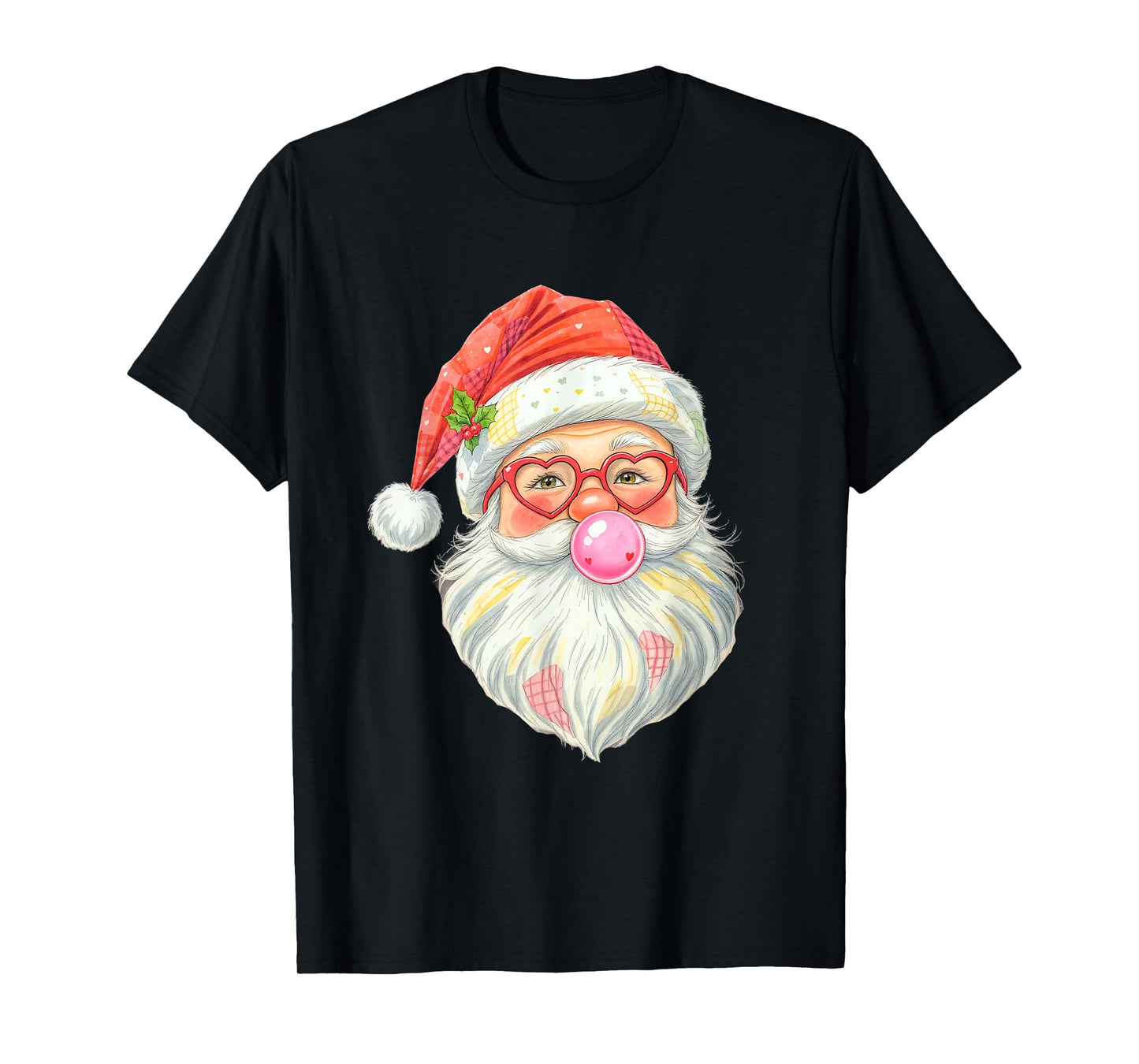 Patchwork Santa Claus Face Vintage Christmas Men Women Kids T-Shirt