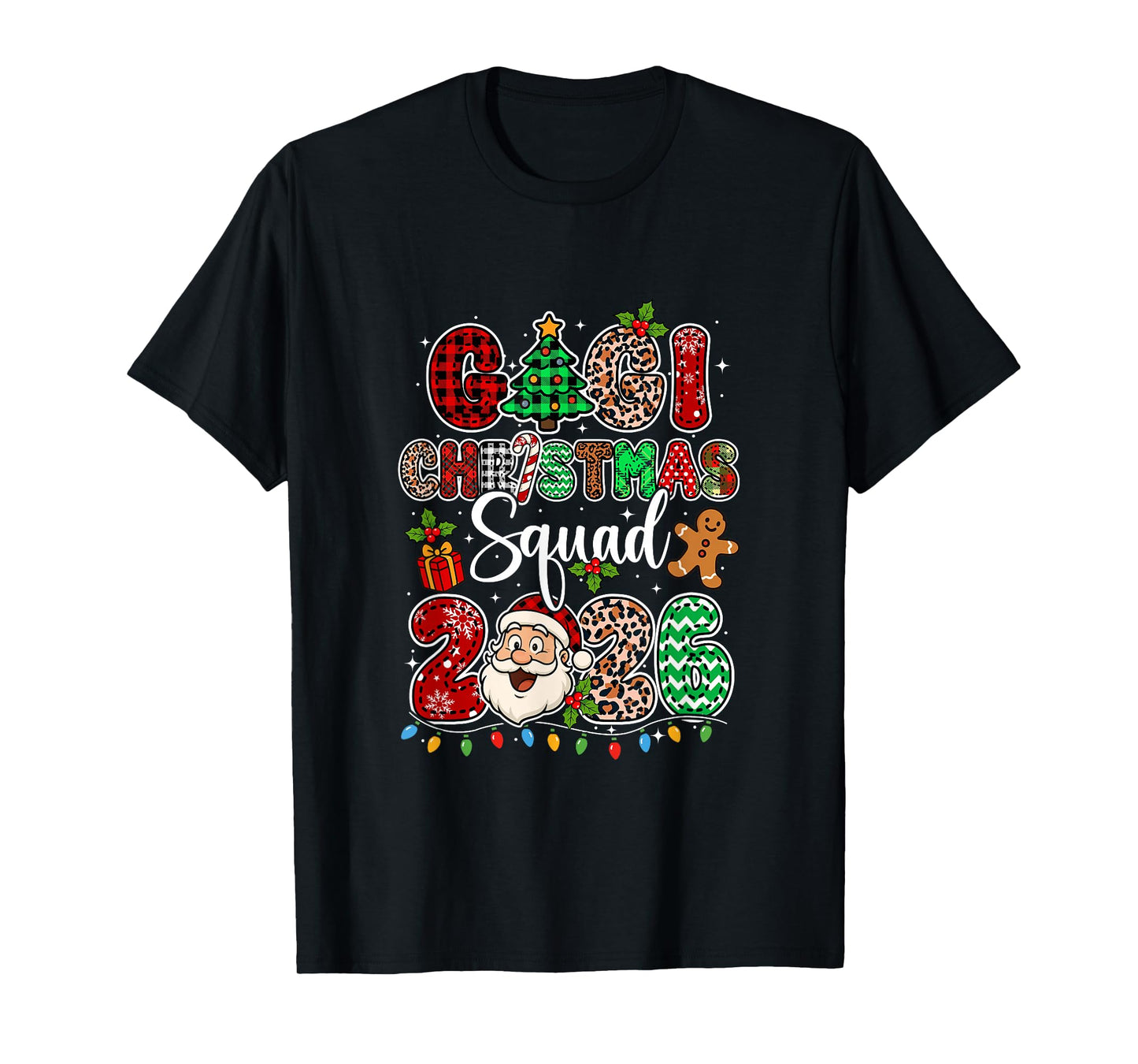 Gigi Christmas Crew 2026 Leopard Funny Santa Family Group T-Shirt