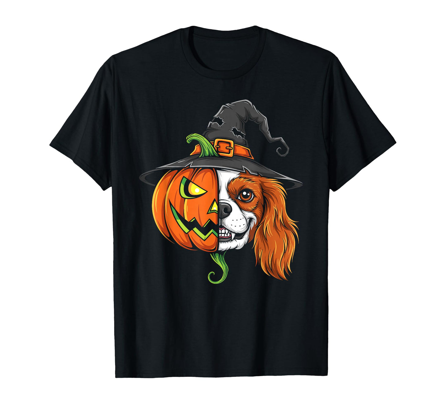 Cavalier King Charles Spaniel Dog Pumpkin Jack O Lantern T-Shirt