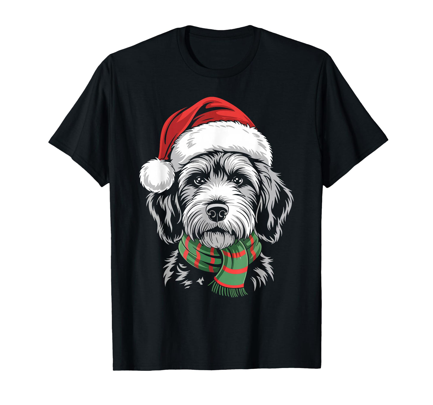 Goldendoodle Dog Xmas Santa Hat Scarf Christmas Costume T-Shirt