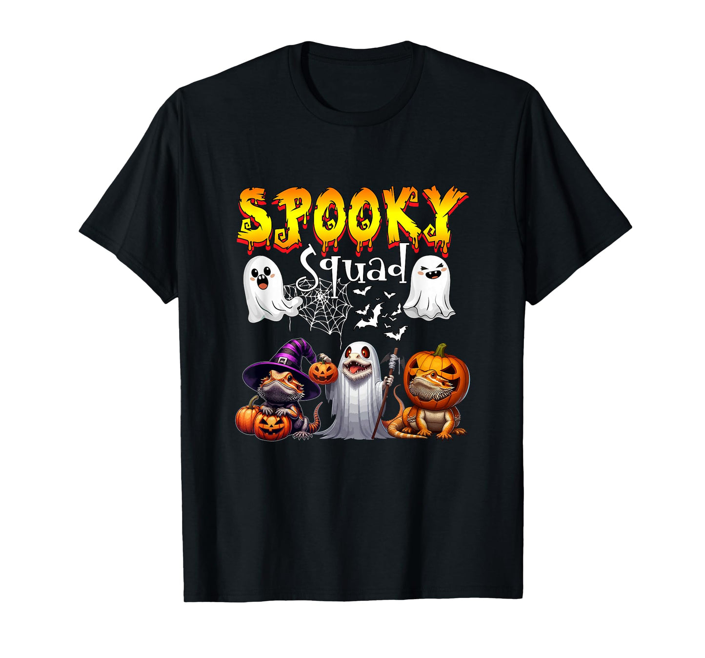 Spooky Halloween Squad Three Cute Bearded Dragons As Witch T-Shirt