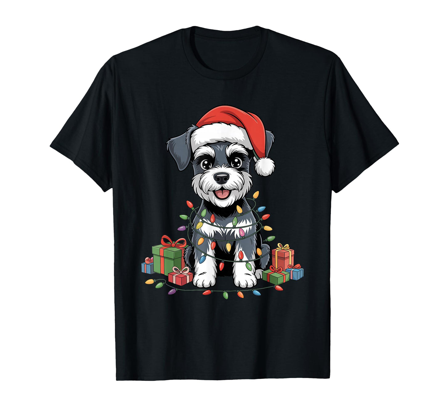 Miniature Schnauzer Santa Hat Christmas Dog Lover Holiday T-Shirt