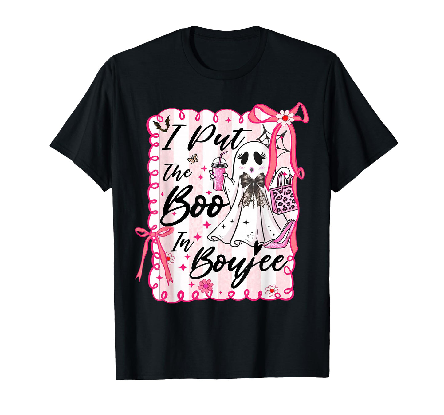 I Put The Boo in Boujee Retro Coquette Bow Boujie Halloween T-Shirt