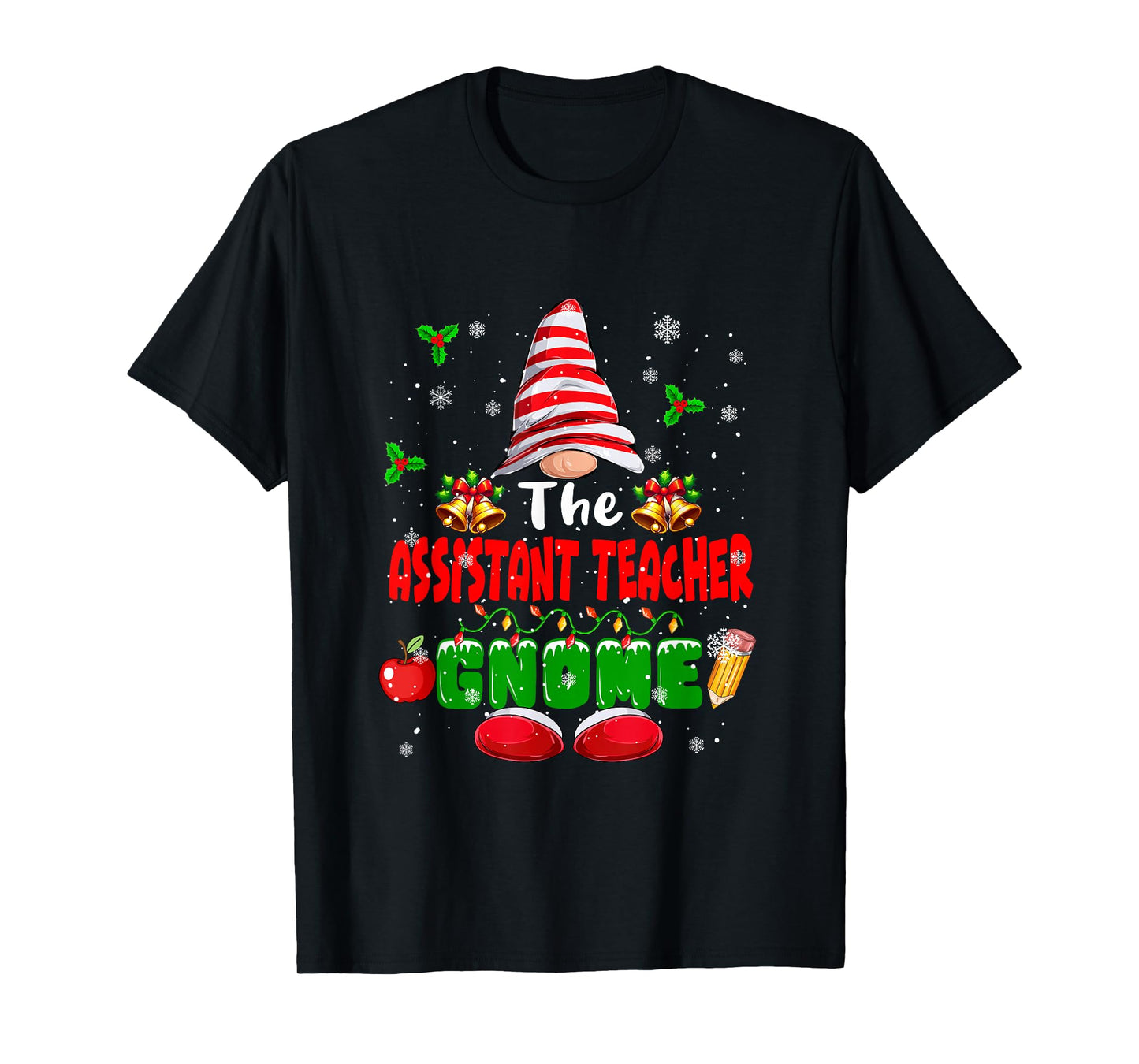 The Assistant Teacher Gnome Christmas Colorful Job Team T-Shirt