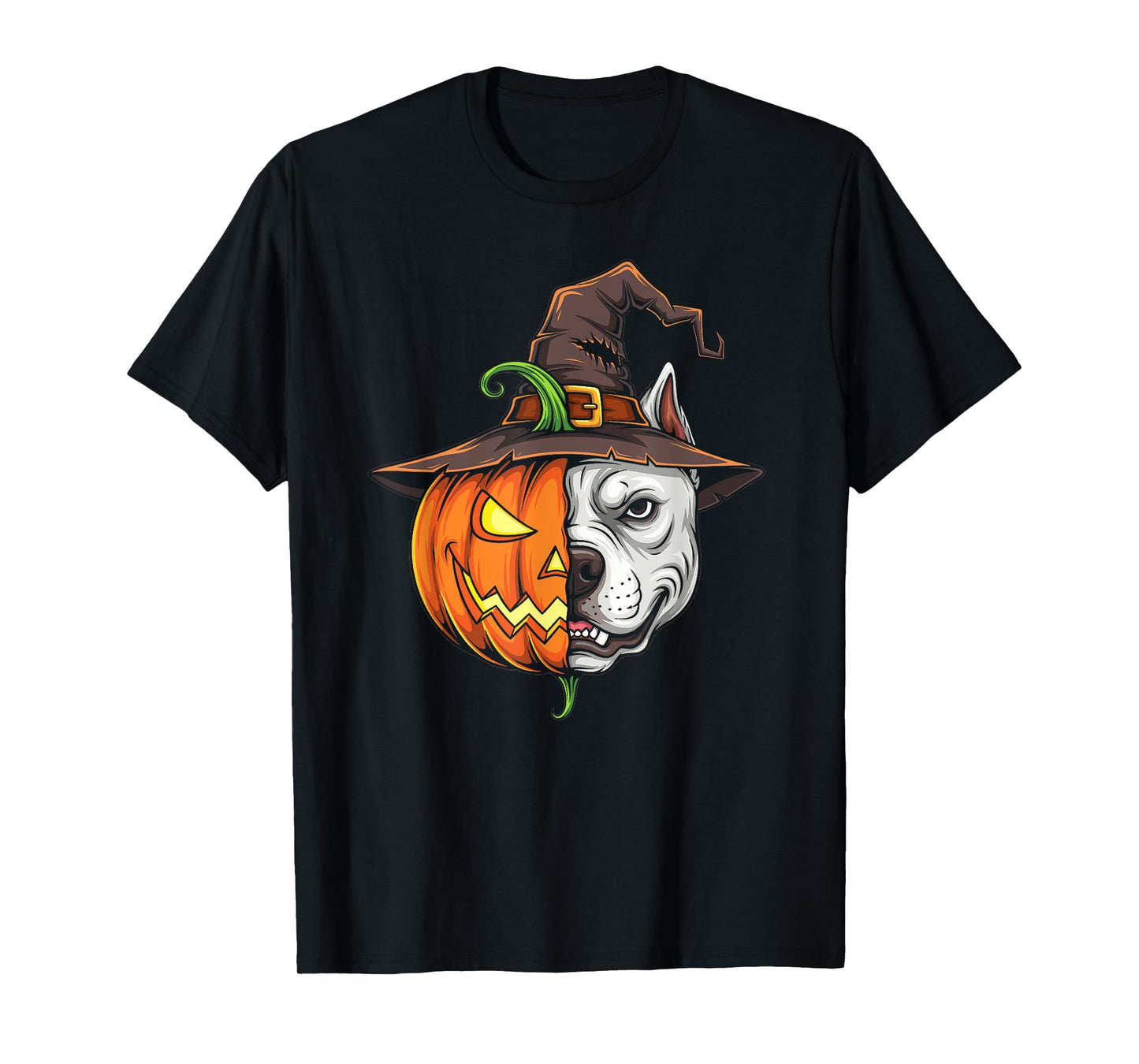 Pitbull Pumpkin Jack O Lantern Halloween Kids Mens Womens T-Shirt