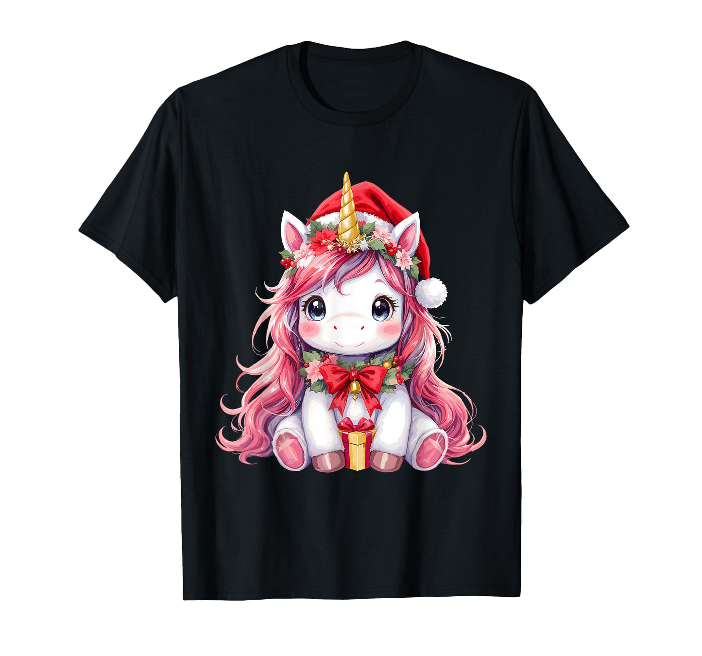Cute Unicorn Magical Christmas Girls Kids Santa Xmas T-Shirt