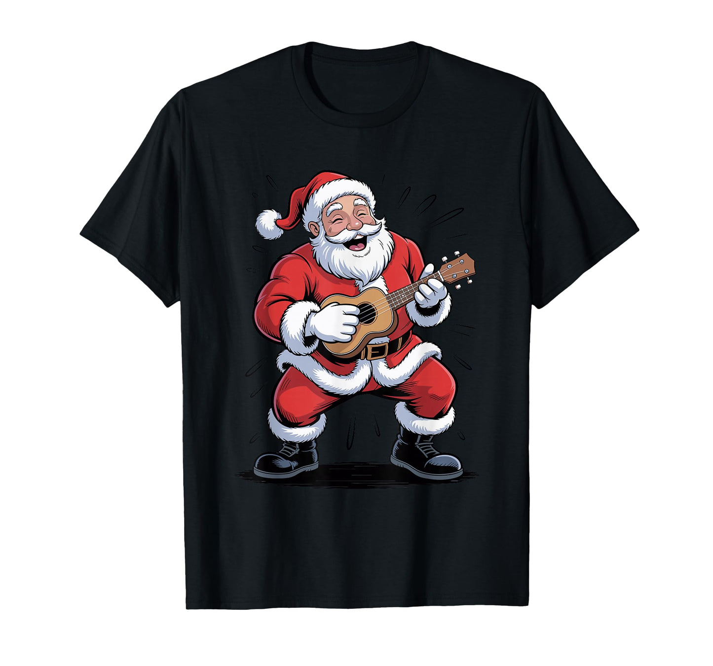 Santa Playing Ukulele Funny Holiday Christmas Xmas Pajama T-Shirt