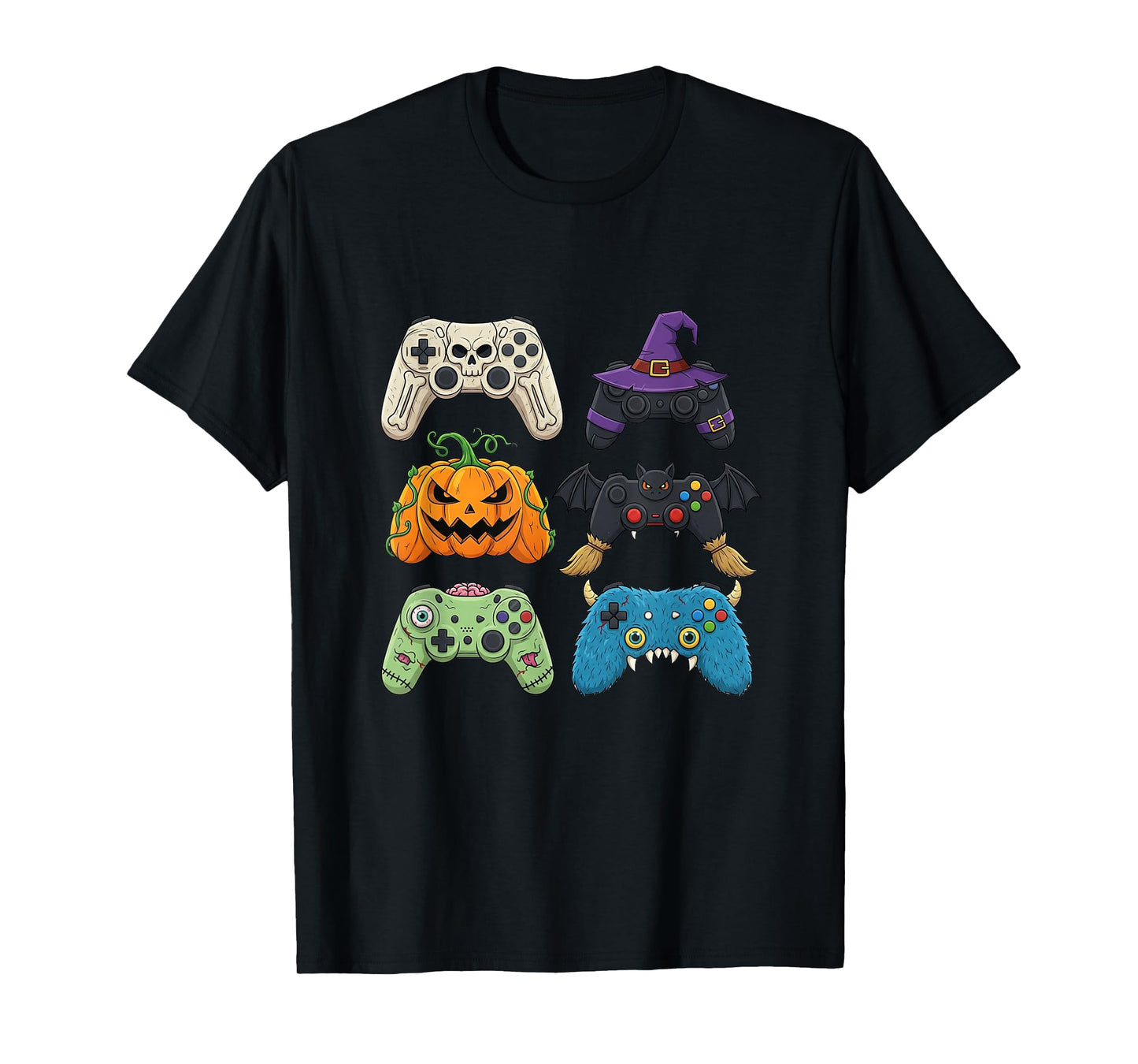 Halloween Skeleton Zombie Gaming Controllers Mummy Boys Kids T-Shirt
