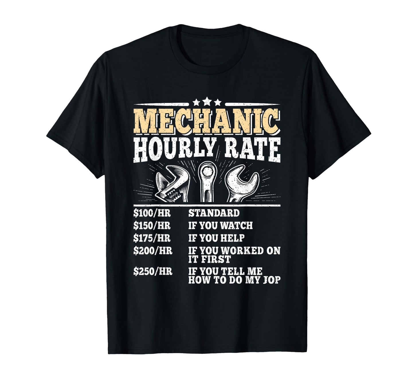 Mechanic Hourly Rate Funny Vintage Mechanic Auto Repair Men T-Shirt