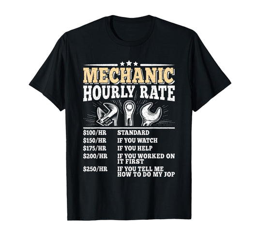 Mechanic Hourly Rate Funny Vintage Mechanic Auto Repair Men T-Shirt
