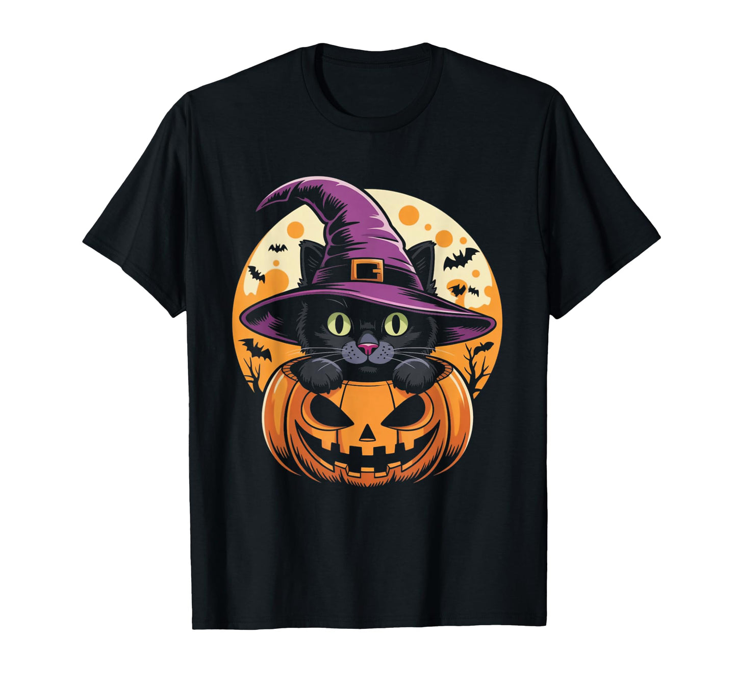 Cat Halloween Pumpkin Black Cat Scarry Spooky Gifts Kids T-Shirt
